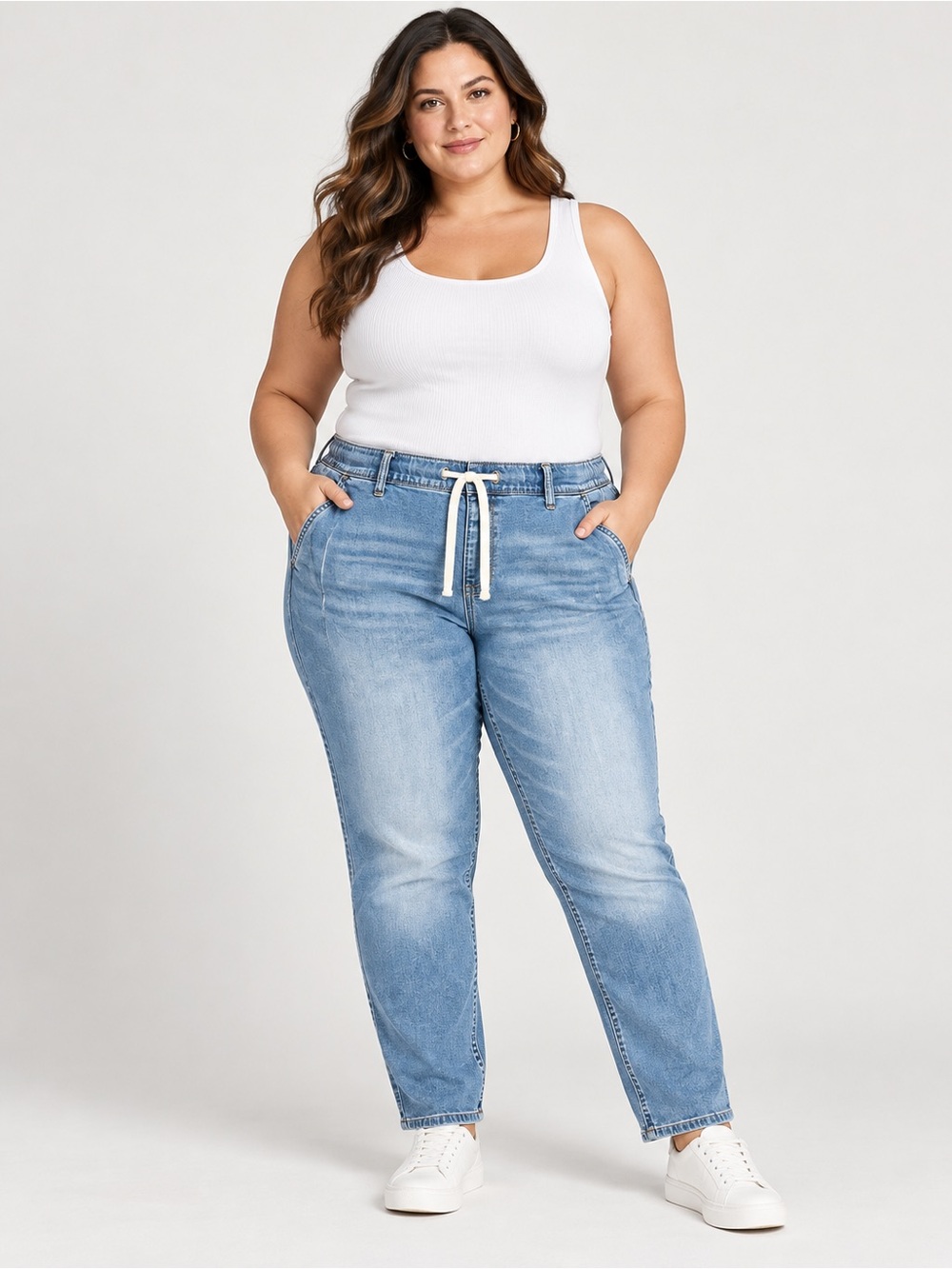 Torrid Size 2 Light Wash Drawstring Stretch Jeans Pull On Skinny